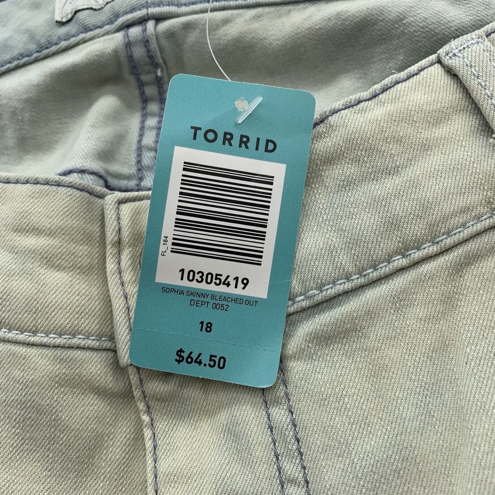 Torrid Sophia Skinny Jeans Plus Size 18 38x31 Bleached Denim Tapered Stretch - Picture 6 of 16